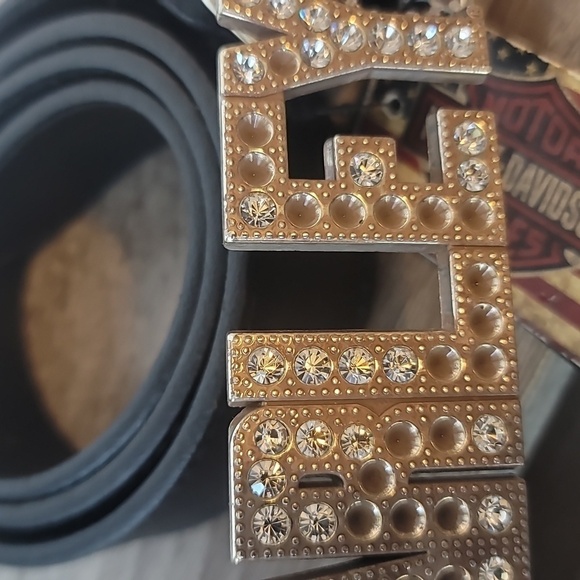 Harley Davidson Velocity Rhinestone Black Genuine Leather Belt main image 5